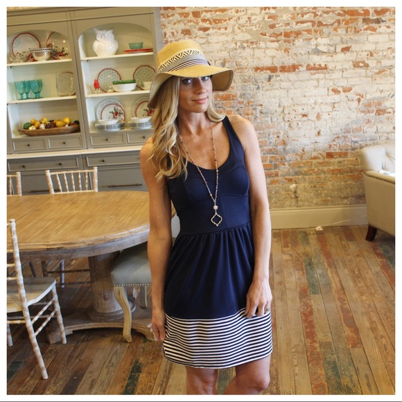 ✨LAST✨Navy Racer Back Stripe Bottom Sundress - Picture 3 of 4